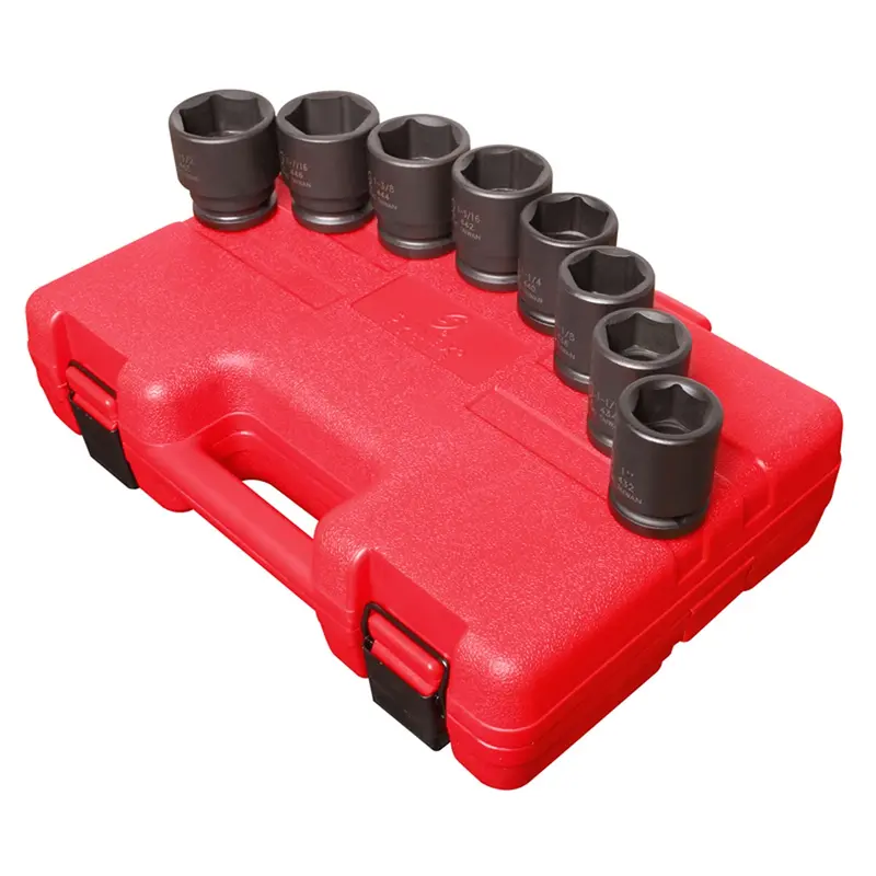 8-Piece 3/4 In. Drive Standard Fractional Sae 6-Point Impact Socket Set Sun4680 Sunex 1