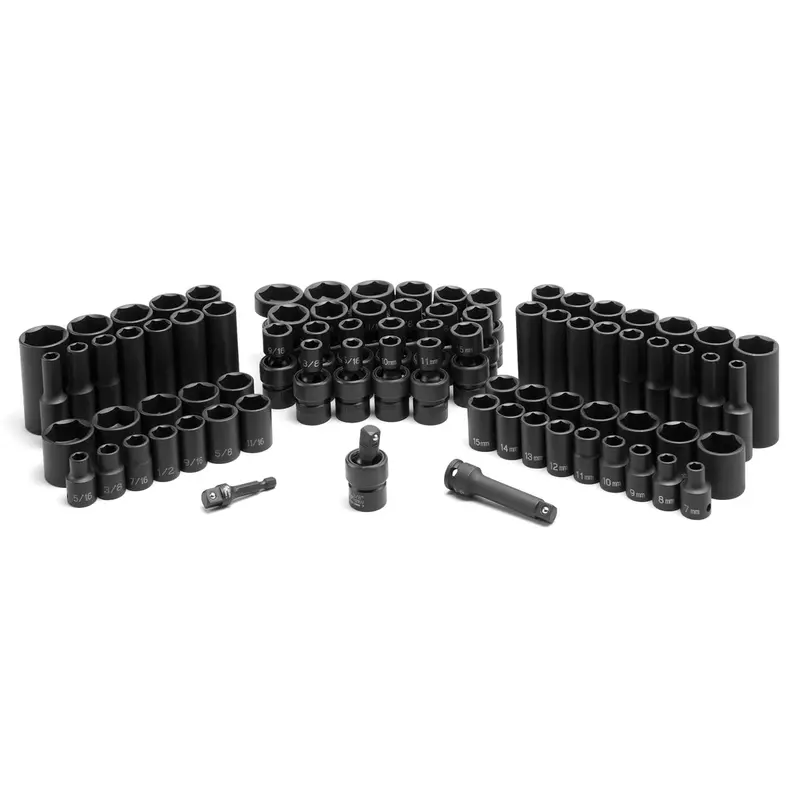 81-Piece 3/8 In. Drive Complete Impact Socket Set Gre1281 Grey Pneumatic 1