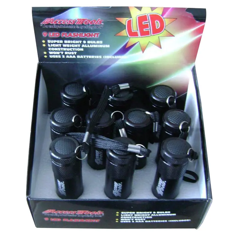 9-Led Flashlight, Retail 10 Pack Display Aetfl1rp Access Tools 1