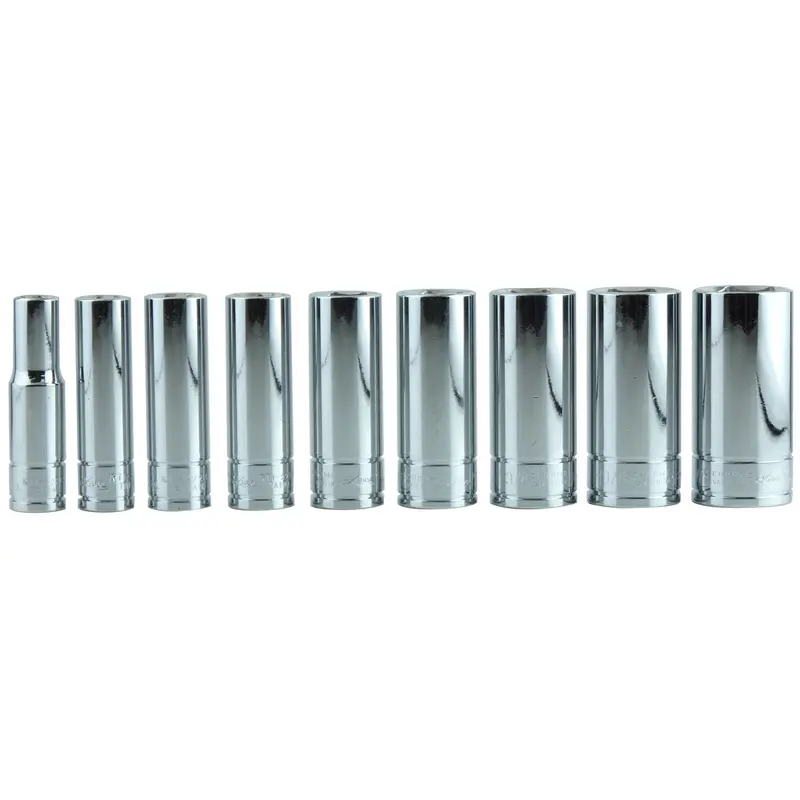 9-Pc 3/8" Drive 6-Point Fractional Sae Deep Chrome Socket Set Kti22201 K Tool International 1