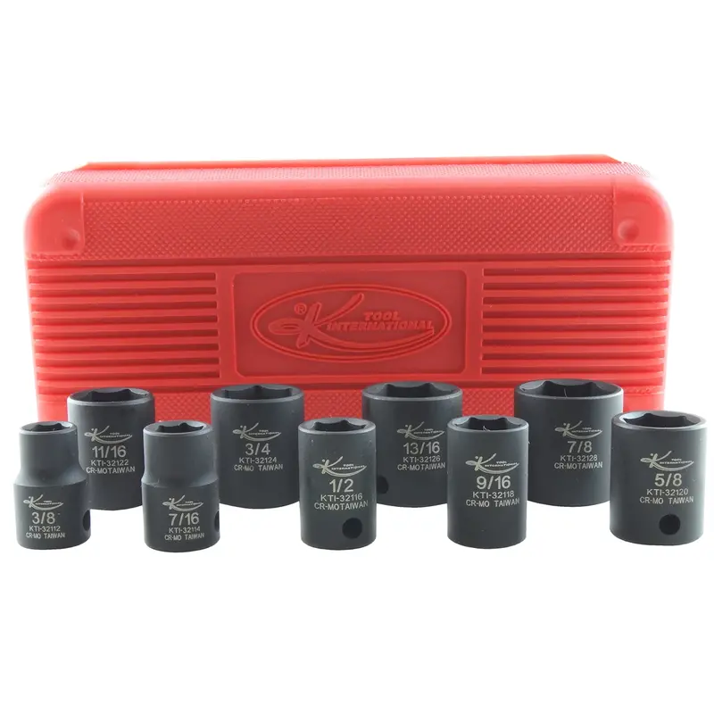 9-Pc 3/8" Drive Standard / Short Impact Socket Set Kti32100 K Tool International 1