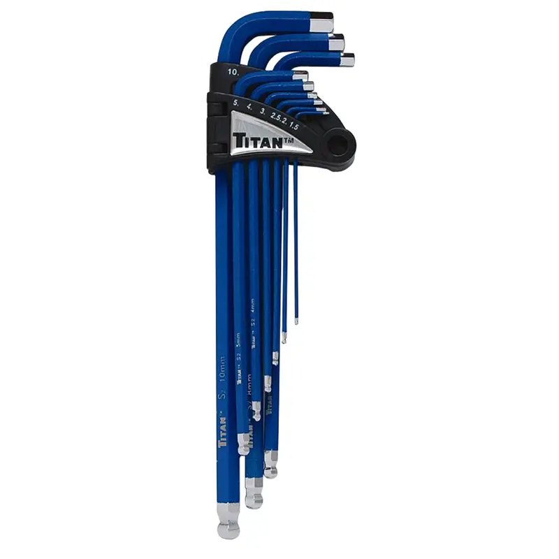 9 Piece Extra Long Arm Ball End Hex Key Set  Tit12714 Titan 1