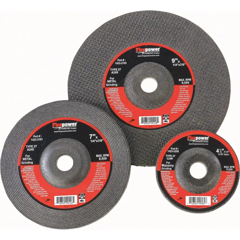 9" X 1/4" X 5/8" - 11Nc Type 27 Depressed Center Grinding Wheel Fpw1423-2192 Firepower 1