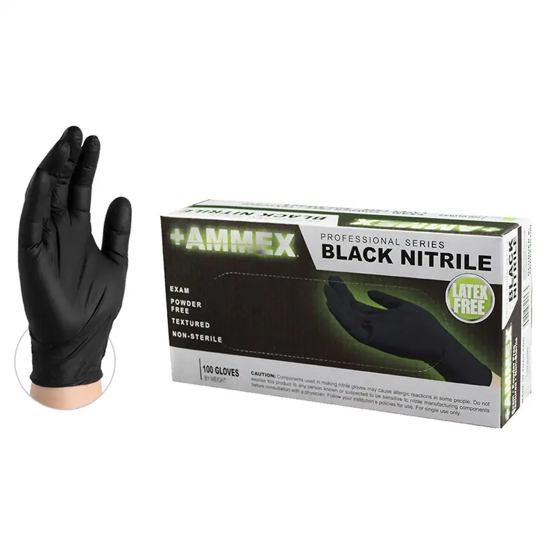 Ammex Black Nitrile Pf Exam Gloves, Large Amxabnpf46100 Ammex Corporation 1