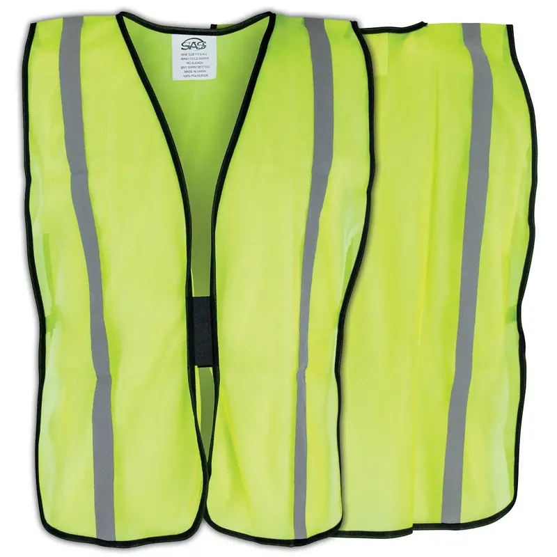 Basic Yellow Safety Vest W/ Reflective Tape Sas6823 Sas Safety 1