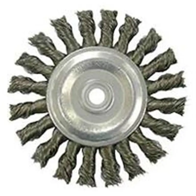 Bench Grinder Wire Wheel, 4" Diameter, Coarse Knotted Wire, Wide Face, 1/2" To 3/8" Arbor Wei36026 Weiler 1