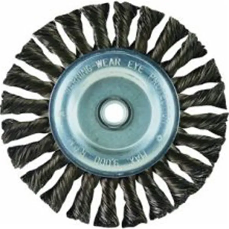 Bench Grinder Wire Wheel, 6" Diameter, Coarse Knotted Wire, Wide Face, 5/8" To 1/2" Arbor Wei36027 Weiler 1