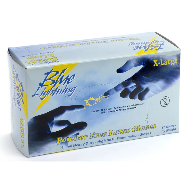 Blue Lightning 12" Blue Latex Gloves, Small Blgblue-S Atlantic Safety Company 1