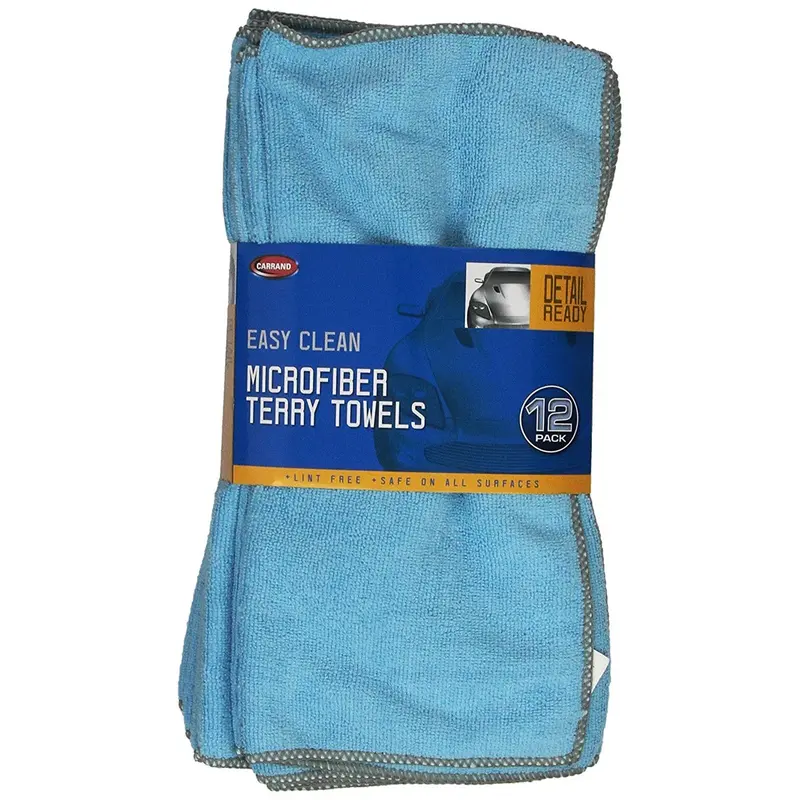 Carrand 12-Pack Microfiber Terry Towels, 14 X 14 In. Crd45067 Carrand 1