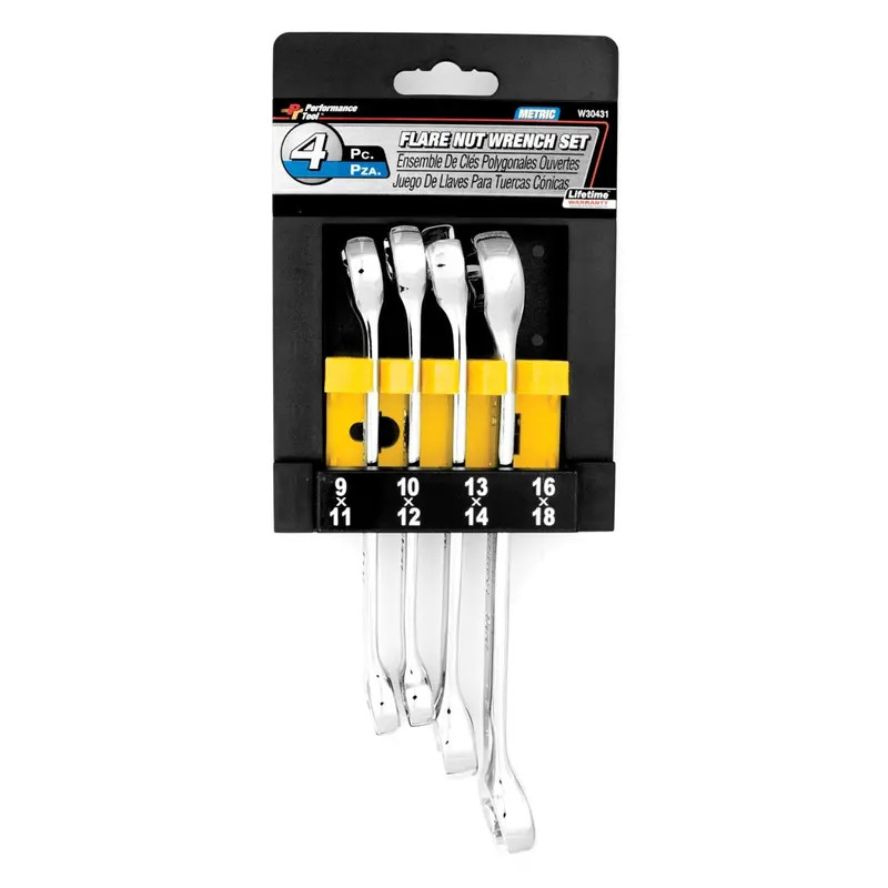 Chrome Flare Nut Wrench Set, 4 Piece, 9Mm To 18Mm, Fully Polished Wlmw30431 Wilmar Corp. / Performance Tool 1