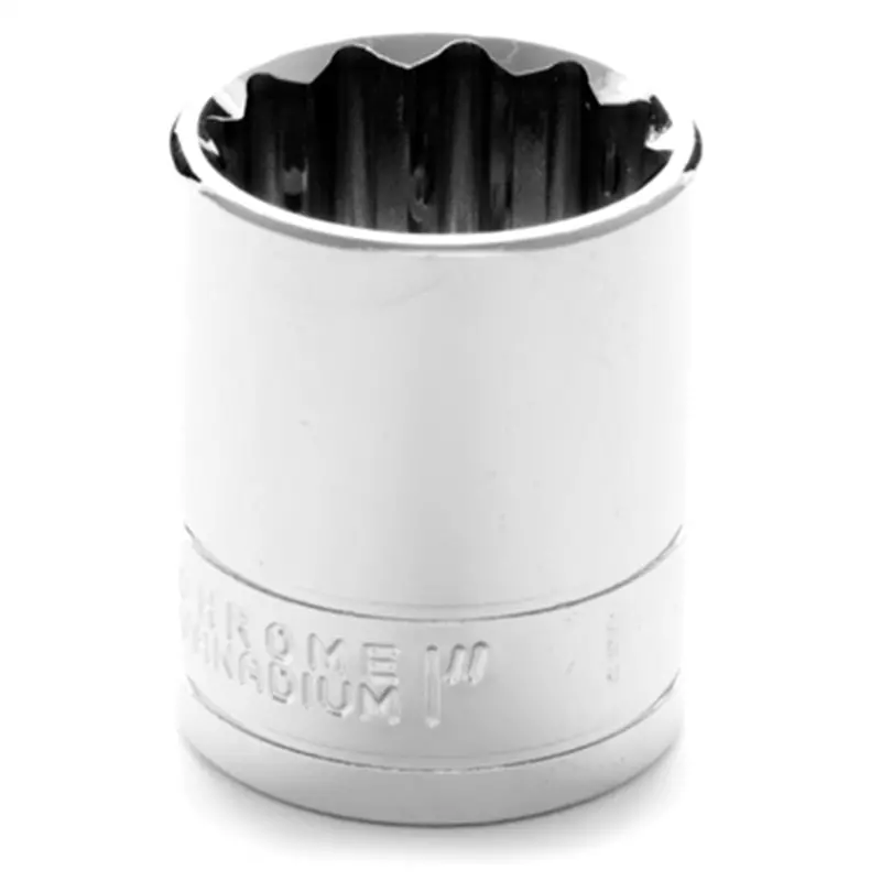 Chrome Socket, 1/2" Drive, 1", 12 Point, Shallow Wlmw32532 Wilmar Corp. / Performance Tool 1