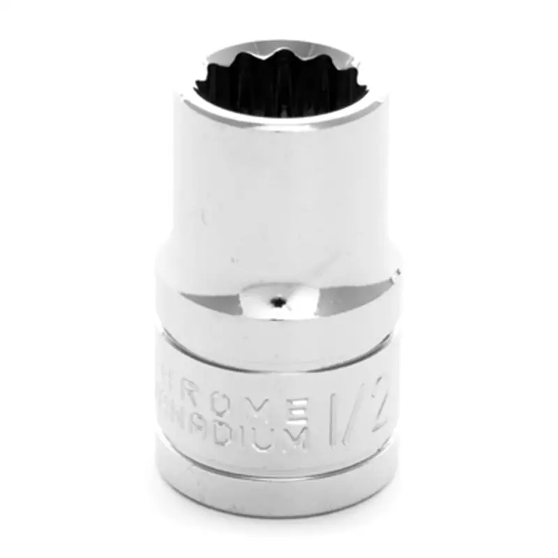 Chrome Socket, 1/2" Drive, 1/2", 12 Point, Shallow Wlmw32516 Wilmar Corp. / Performance Tool 1