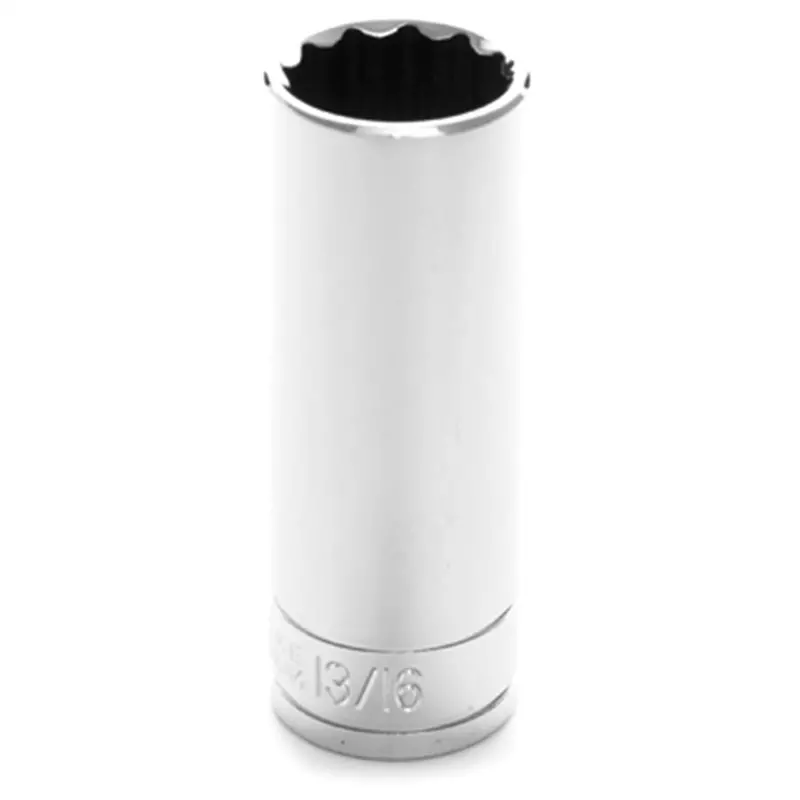Chrome Socket, 1/2" Drive, 13/16", 12 Point, Deep Wlmw32626 Wilmar Corp. / Performance Tool 1