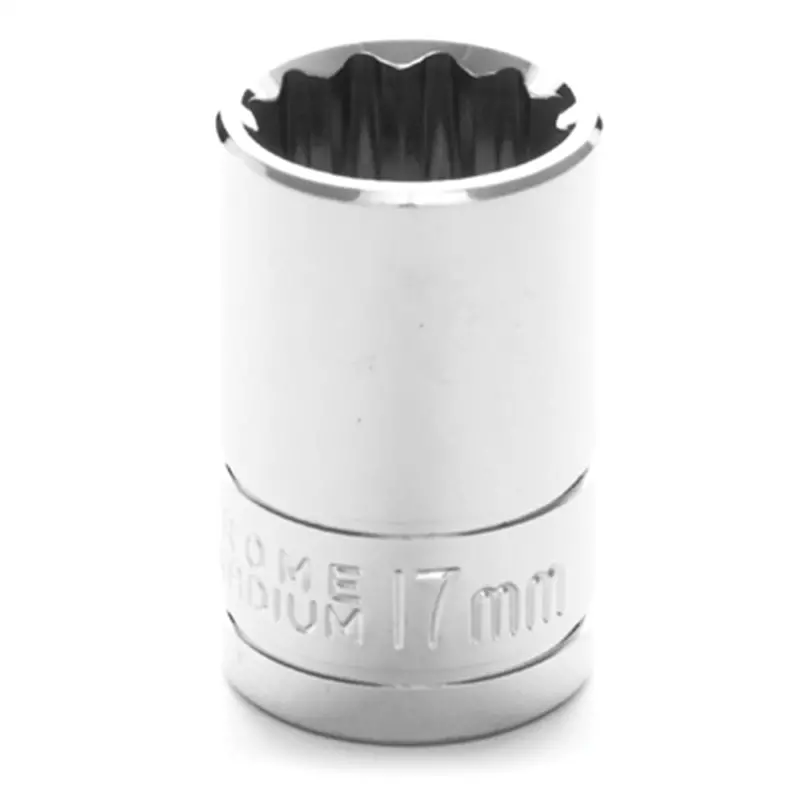 Chrome Socket, 1/2" Drive, 17Mm, 12 Point, Shallow Wlmw32817 Wilmar Corp. / Performance Tool 1