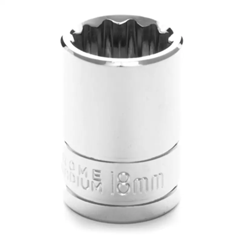 Chrome Socket, 1/2" Drive, 18Mm, 12 Point, Shallow Wlmw32818 Wilmar Corp. / Performance Tool 1