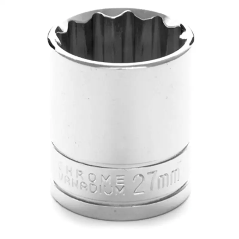 Chrome Socket, 1/2" Drive, 27Mm, 12 Point, Shallow Wlmw32827 Wilmar Corp. / Performance Tool 1