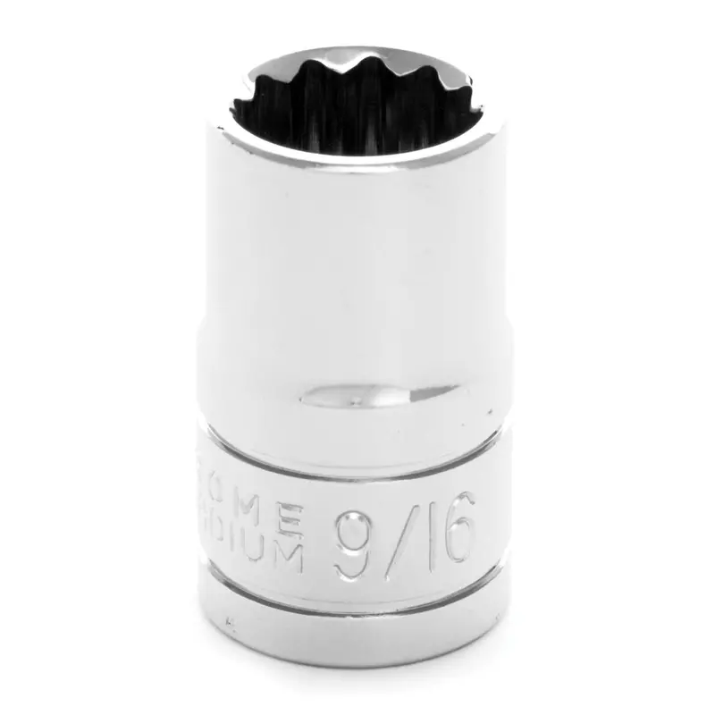 Chrome Socket, 1/2" Drive, 9/16", 12 Point, Shallow Wlmw32518 Wilmar Corp. / Performance Tool 1