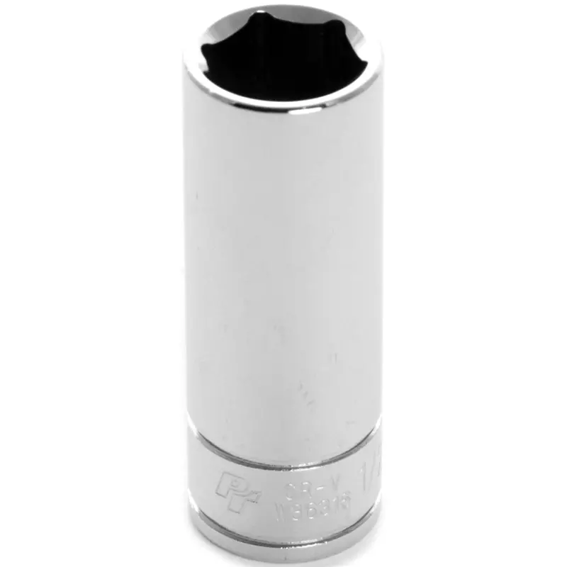 Chrome Socket, 1/4" Drive, 1/2", 6 Point, Deep Wlmw36316 Wilmar Corp. / Performance Tool 1