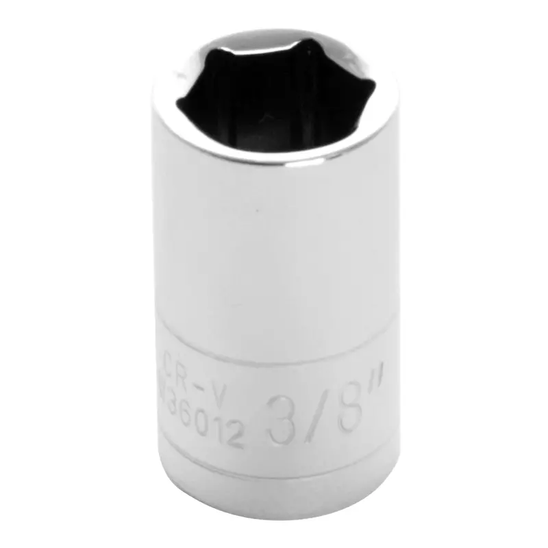 Chrome Socket, 1/4" Drive, 3/8", 6 Point, Shallow Wlmw36012 Wilmar Corp. / Performance Tool 1