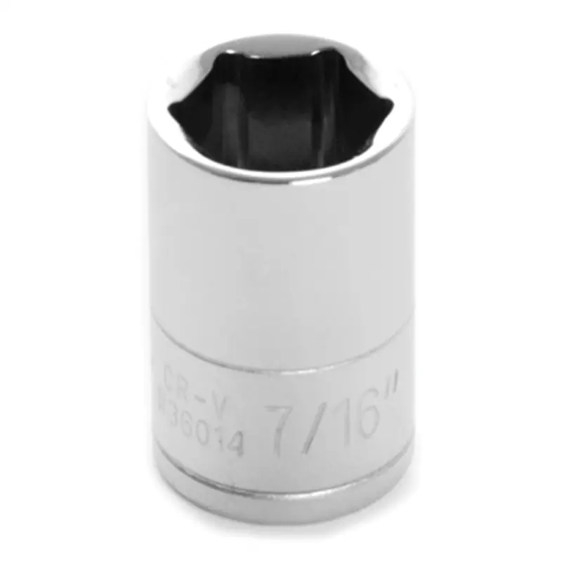 Chrome Socket, 1/4" Drive, 7/16", 6 Point, Shallow Wlmw36014 Wilmar Corp. / Performance Tool 1