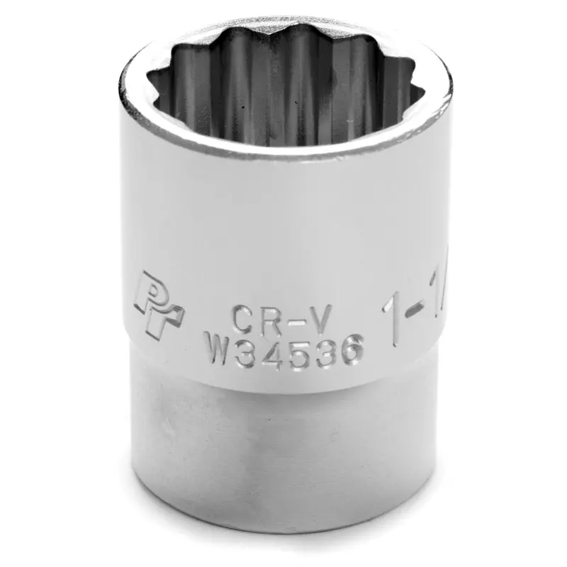 Chrome Socket, 3/4 Drive, 1-1/8", 12 Point, Shallow Wlmw34536 Wilmar Corp. / Performance Tool 1