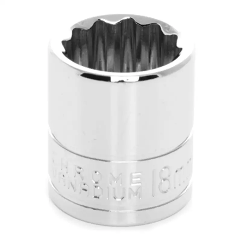Chrome Socket, 3/8" Drive, 18Mm, 12 Point, Shallow Wlmw38818 Wilmar Corp. / Performance Tool 1