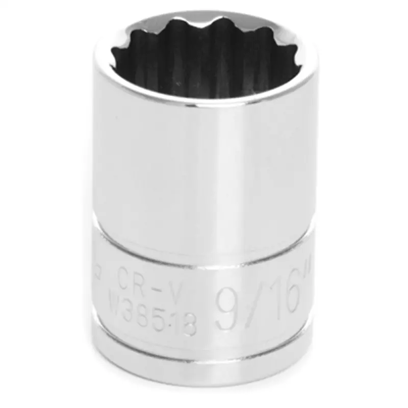 Chrome Socket, 3/8" Drive, 9/16", 12 Point, Shallow Wlmw38518 Wilmar Corp. / Performance Tool 1