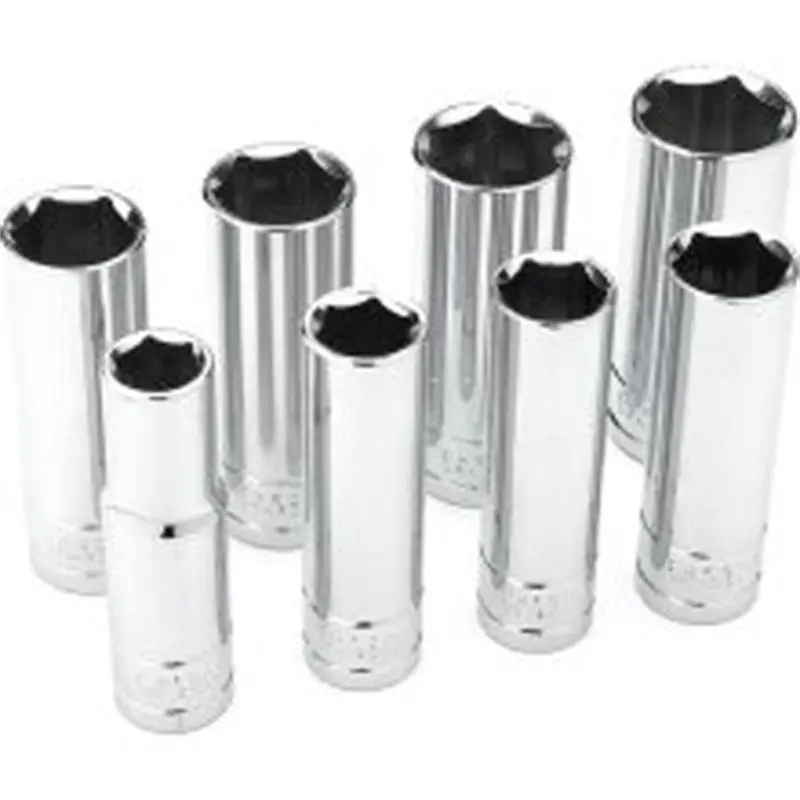 Chrome Socket Set, 1/2" Drive, 8 Piece, 1/2" To 15/16", 6 Point, Deep Wlmw32300 Wilmar Corp. / Performance Tool 1