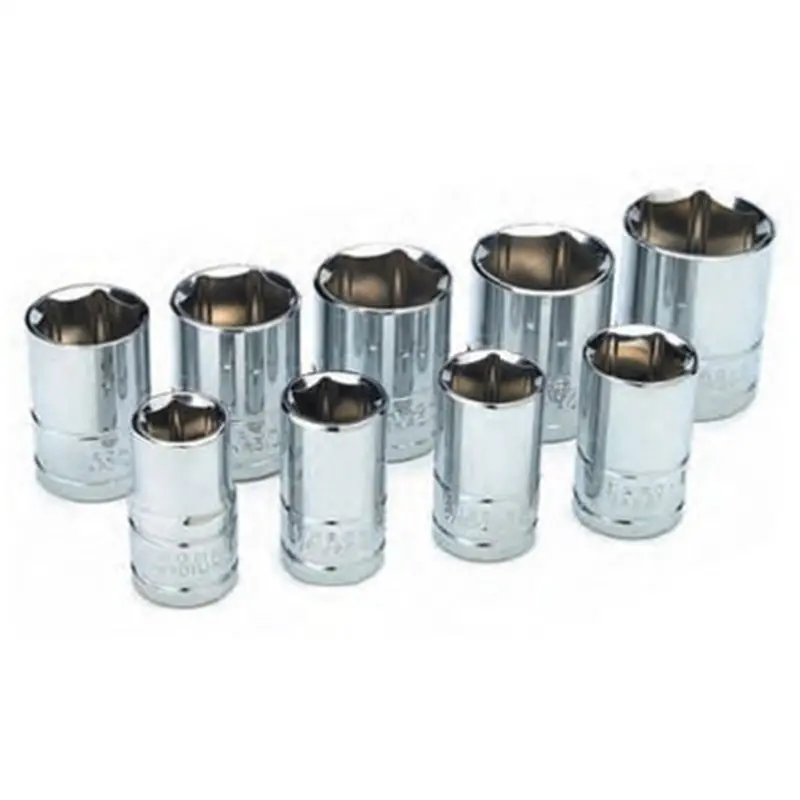 Chrome Socket Set, 1/2" Drive, 9 Piece, 12Mm To 22Mm, 6 Point, Shallow Wlmw32202 Wilmar Corp. / Performance Tool 1