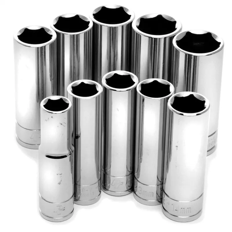 Chrome Socket Set, 3/8" Drive, 10 Piece, 10Mm To 19Mm, 6 Point, Deep Wlmw38402 Wilmar Corp. / Performance Tool 1