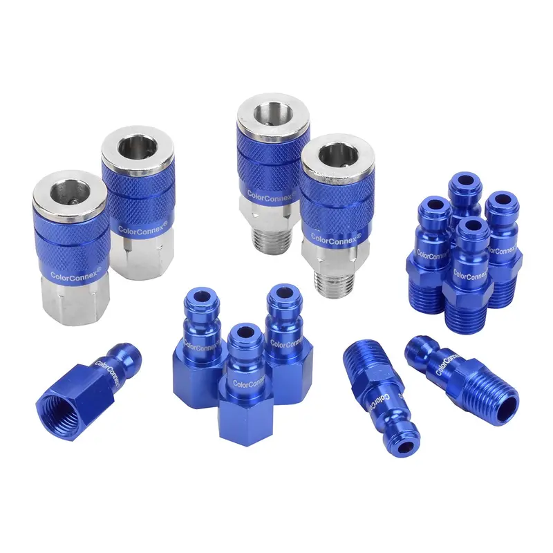 Colorconnex Coupler And Plug Kit, Type C, 1/4" Npt, 1/4" Body, Blue, 14-Piece Lega72458c Legacy Manufacturing 1