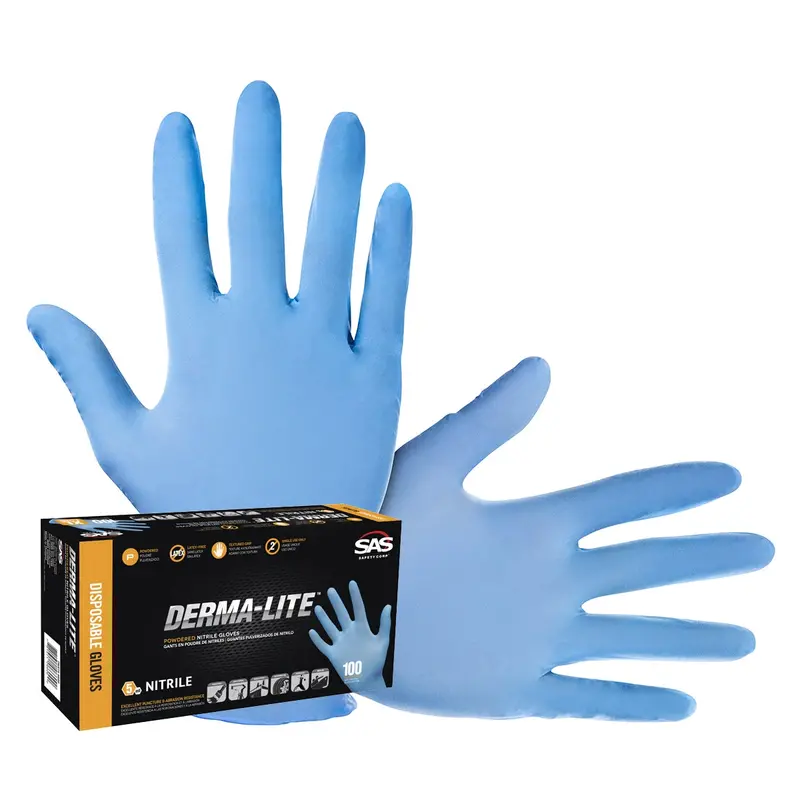 Derma-Lite Powdered Nitrile Gloves, Xl (100 Pk.) Sas6609 Sas Safety 1