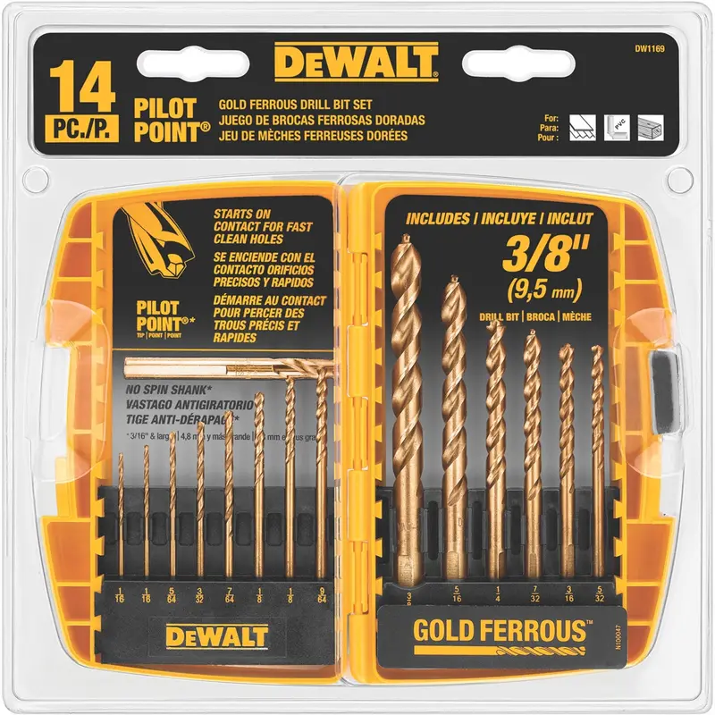 Dewalt Pilot Point Twist Drill Bit 14-Piece Set Dwtdw1169 Dewalt 1
