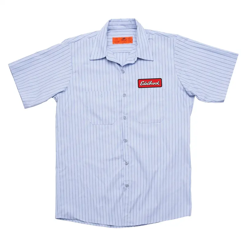Edelbrock Striped Button-Up Badge Patch Work Shirt, Xxl Edl289271 Edelbrock 1