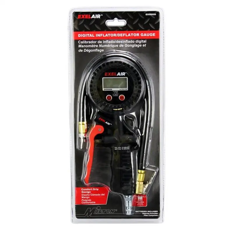 Exelair Digital Pistol Grip Tire Inflator/Deflator Gauge - 16" Air Hose And Easy-Clip Chuck Milex0500d Milton Industries 1