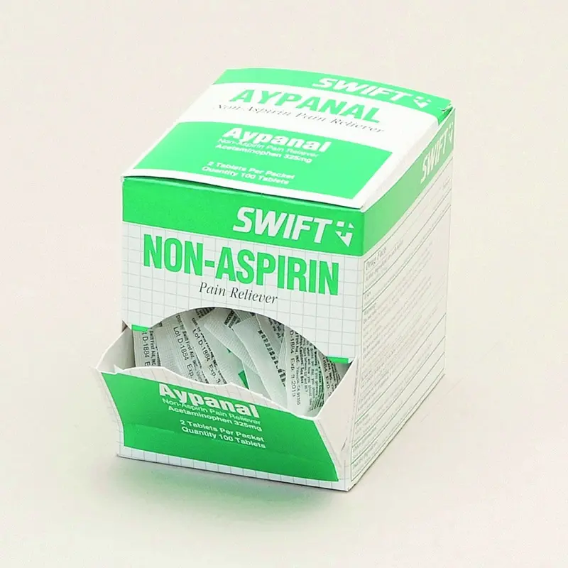 First Aid Non-Aspirin Pain Relief Tablets (2 Per Pack, 50 Packs Per Box) Csu161581 Chaos Safety Supplies 1