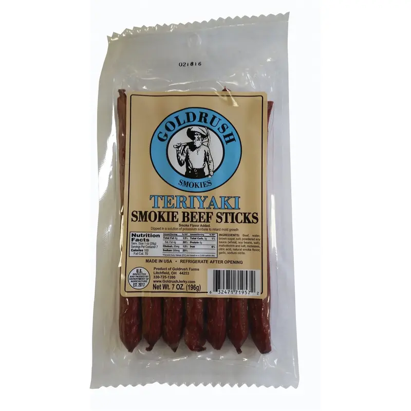 Goldrush Teriyaki 7 Oz. Beef Sticks (12-Count Case) Grj71957 Gold Rush Jerky 1