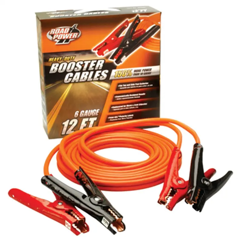 Heavy Duty Battery Booster Cables, 12 Foot, 6 Gauge, With Polar-Glo Amp Clamps Eci08565 Coleman Cable 1