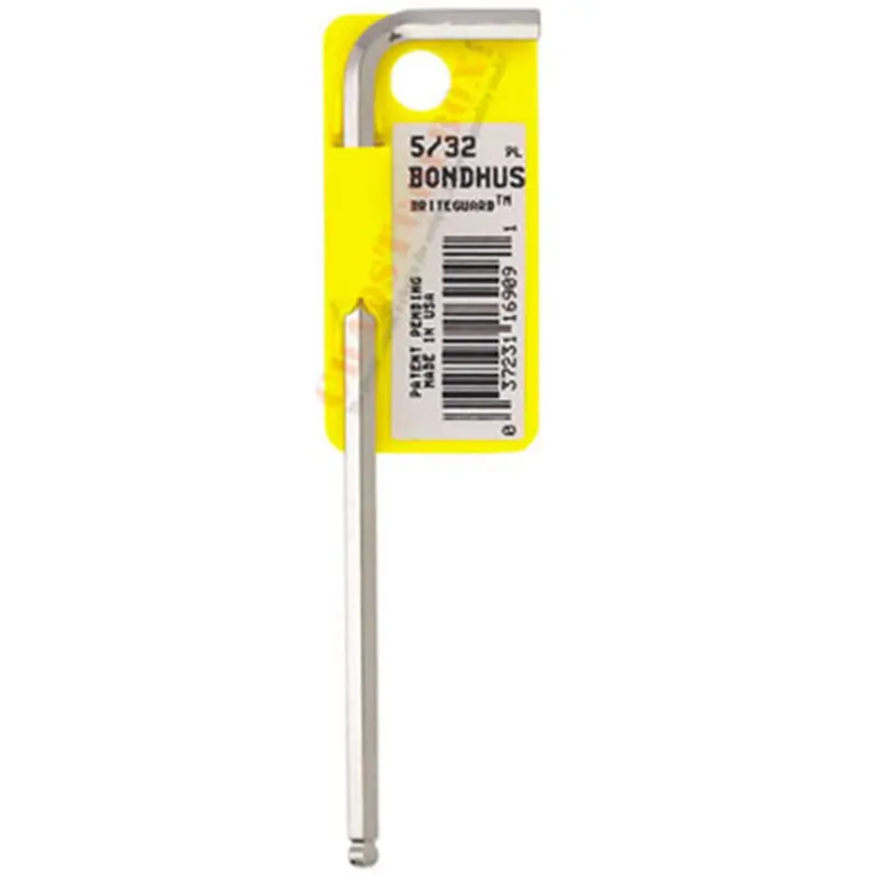 Hex Ball End Wrench, 7/16", With Briteguard Finish, Long Length, L Shape, 7.5" Long, With Hang Tab Bnd16915 Bondhus Corp. 1