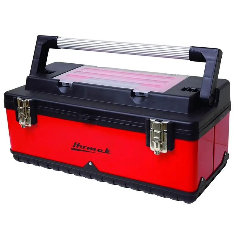 Homak Mfg. 22-1/2 In. Metal And Plastic Hand-Carry Toolbox With Aluminum Handle, Red Homrd00122504 Homak Manufacturing 1