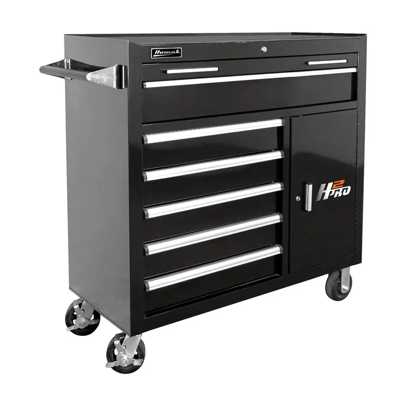 Homak Mfg. 41 In. H2pro Series 6 Drawer Rolling Cabinet, Black Hombk04041062 Homak Manufacturing 1