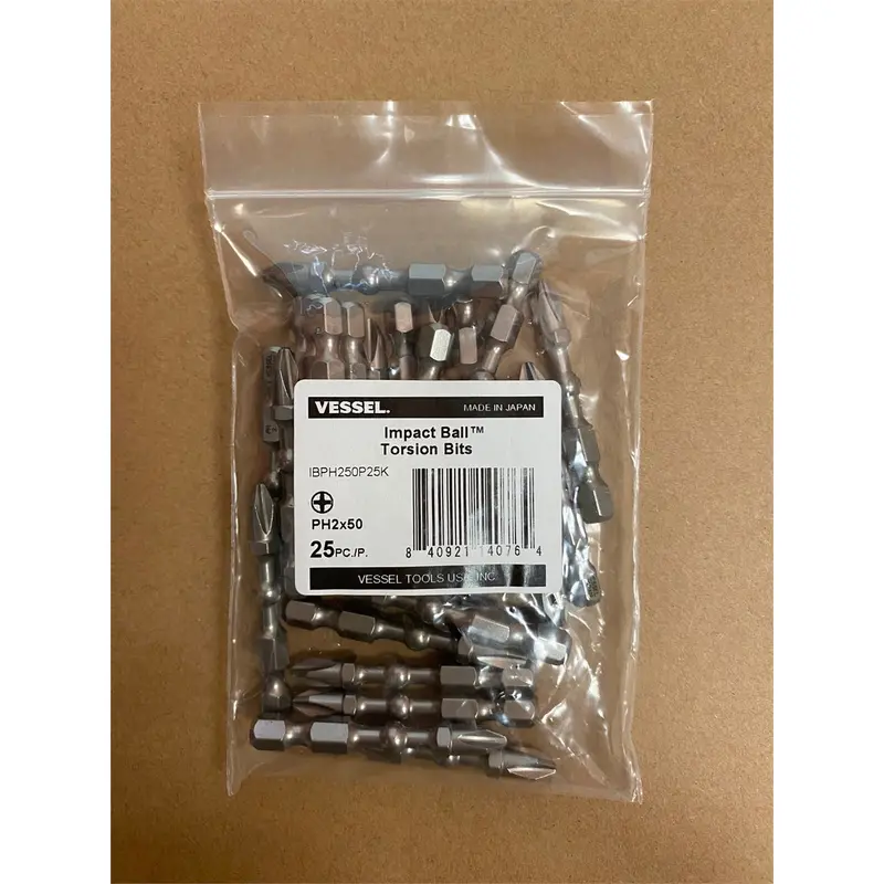 Impact Ball Torsion Bits Ph2x50; 25-Pc. (Bulk) Vesibph250p25k Vessel Tool U.S.A Inc 1