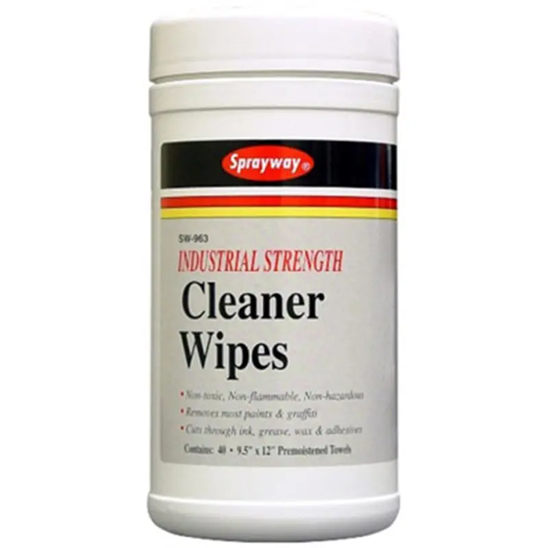 Industrial Strength Cleaner Pre-Moistened Wipes 9.5" X 12"  In Tub (40 Wipes) Spw963 Sprayway Inc. 1