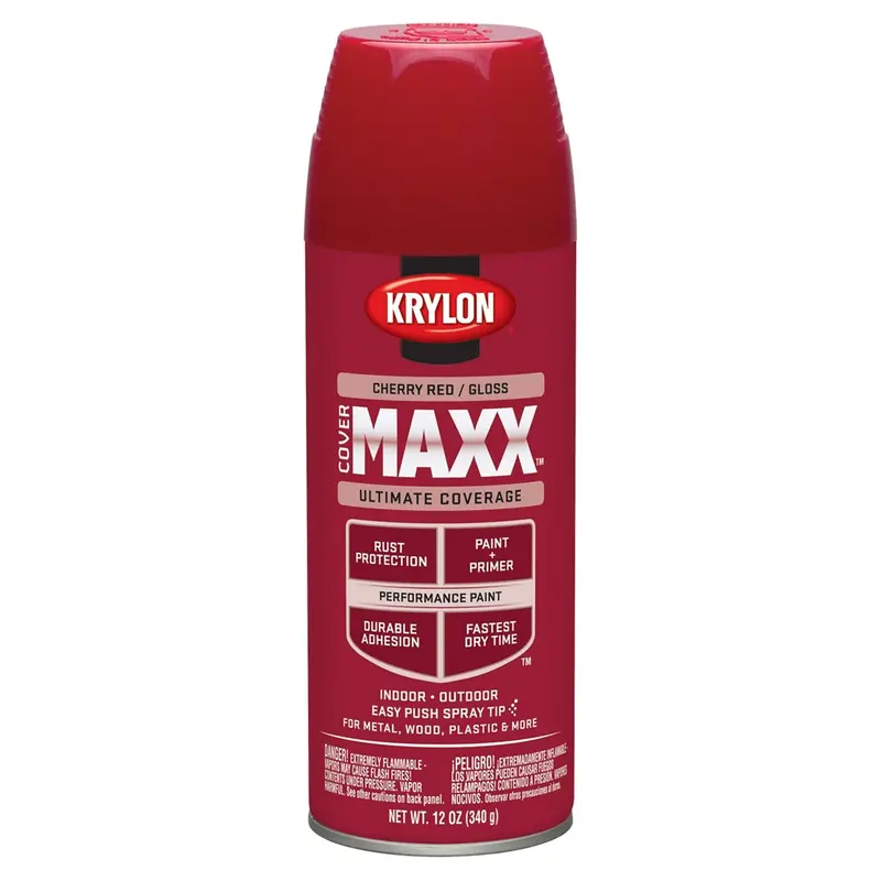 Krylon Covermaxx Paint+Primer; Gloss Cherry Red; 12 Oz. Aerosol Dup9112 Krylon 1