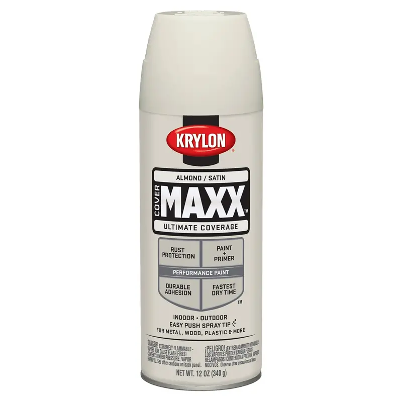 Krylon Covermaxx Paint+Primer; Satin Almond; 12 Oz. Aerosol Dup9155 Krylon 1