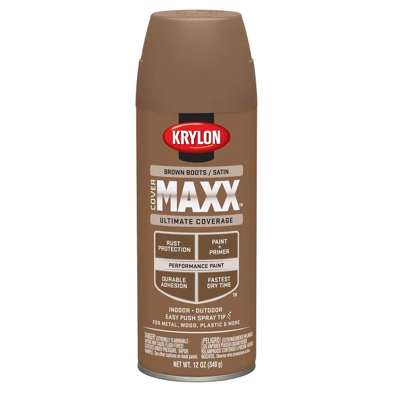 Krylon Covermaxx Paint+Primer; Satin Brown Boots; 12 Oz. Aerosol Dup9160 Krylon 1