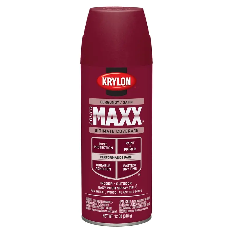 Krylon Covermaxx Paint+Primer; Satin Burgundy; 12 Oz. Aerosol Dup9161 Krylon 1