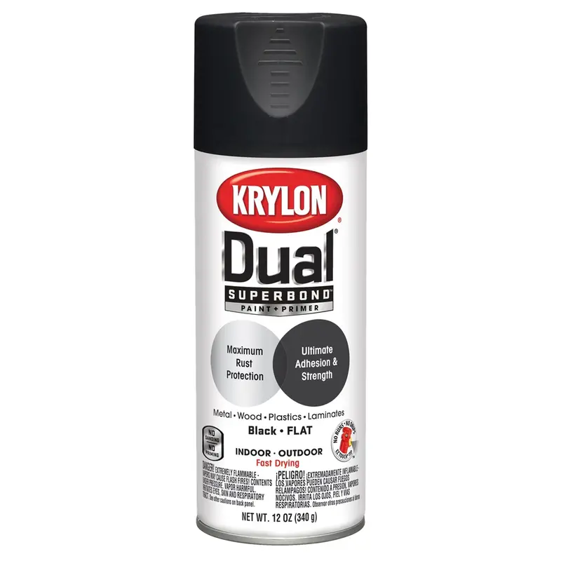 Krylon Dual Superbond Paint+Primer; Flat Black; 12 Oz. Aerosol Dup8831 Krylon 1