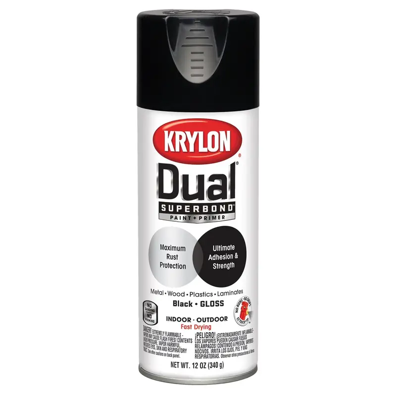 Krylon Dual Superbond Paint+Primer; Gloss Black; 12 Oz. Aerosol Dup8801 Krylon 1