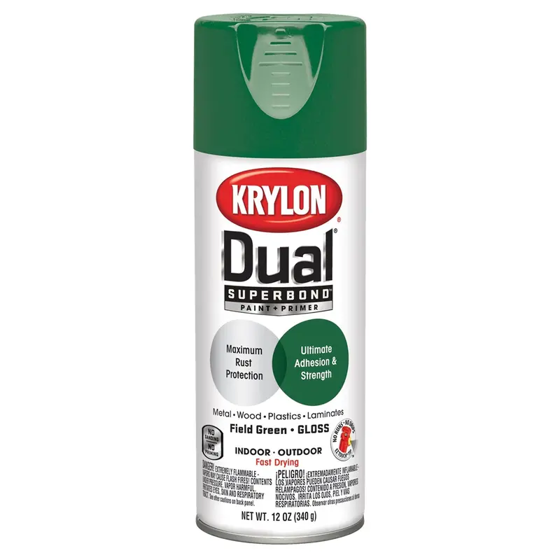 Krylon Dual Superbond Paint+Primer; Gloss Field Green; 12 Oz. Aerosol Dup8807 Krylon 1